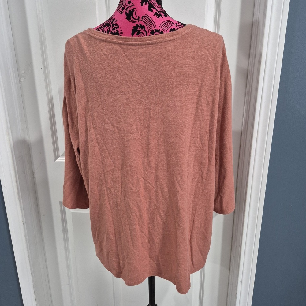 J. Jill Pure Jill Top Womens 2X Ginger Hemp Cotton Henley Minimalist Breathable - Picture 2 of 8